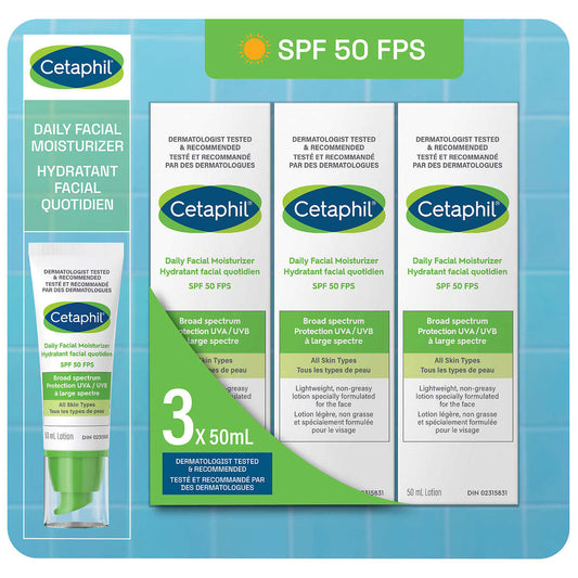 Cetaphil Daily Facial Moisturizer SPF 50, 3 x 50 mL, saving value - canavitam