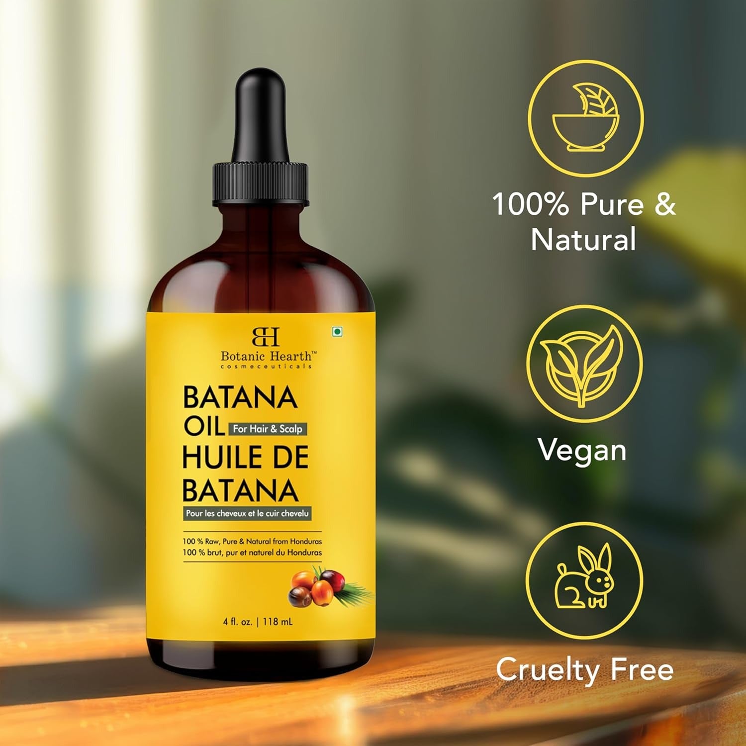 Botanic Hearth Raw Batana Oil 4oz | 100% Pure Unrefined Hair & Skin Oil - canavitam