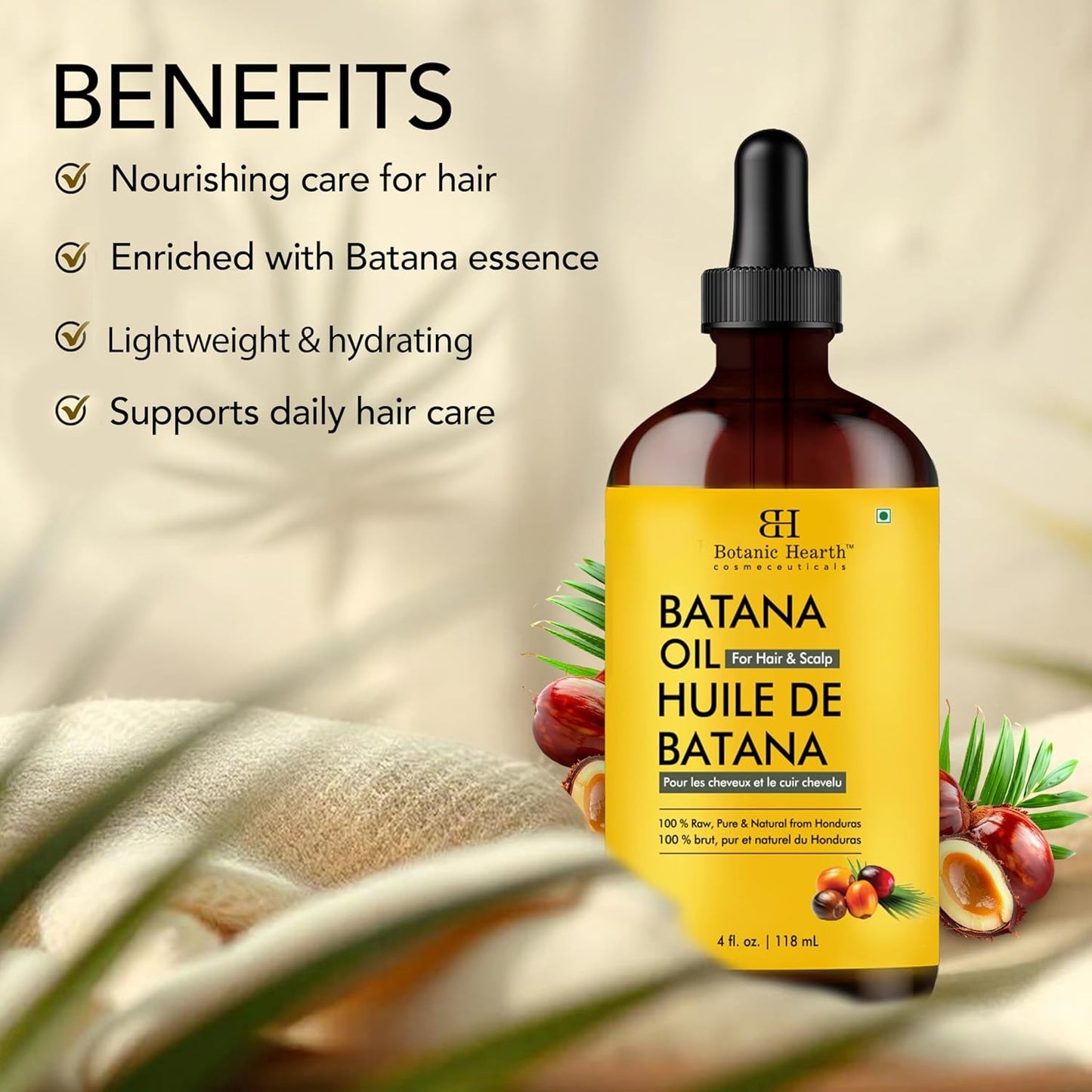 Botanic Hearth Raw Batana Oil 4oz | 100% Pure Unrefined Hair & Skin Oil - canavitam