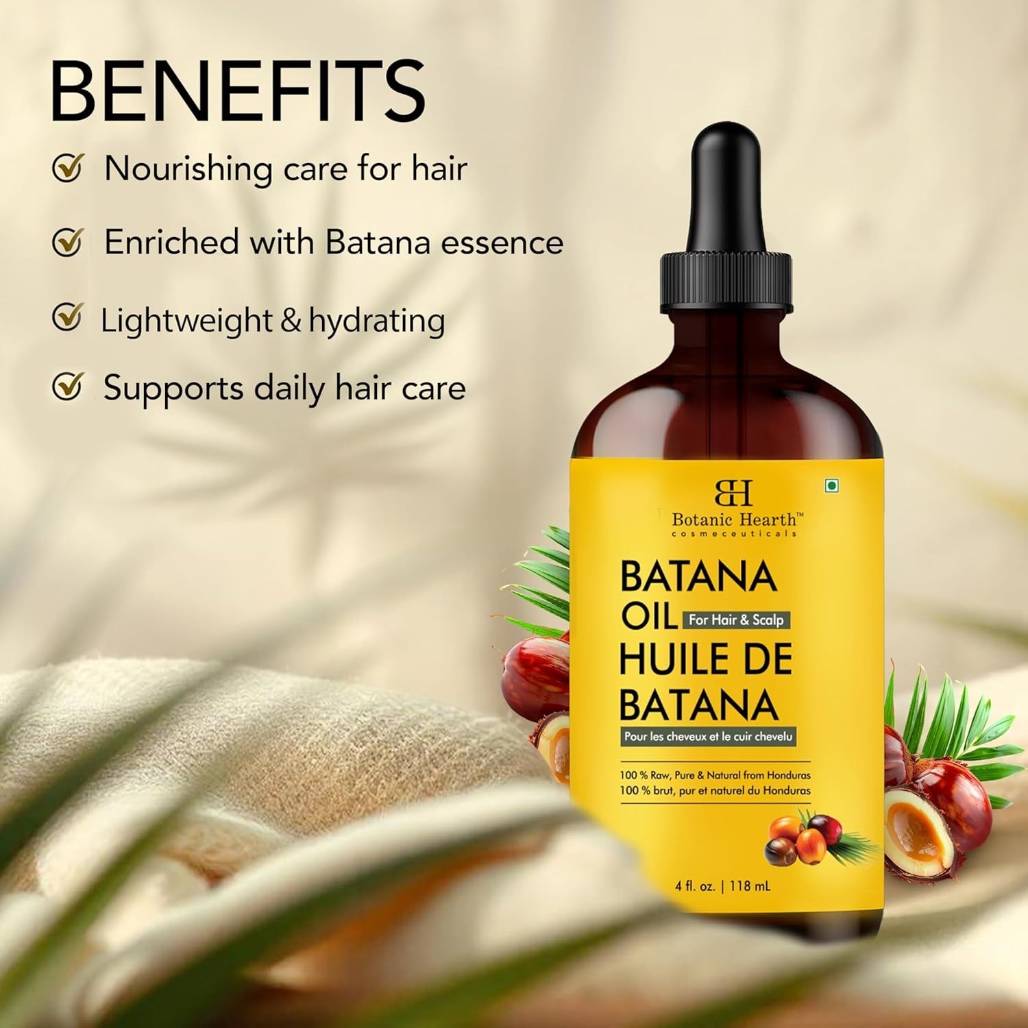Botanic Hearth Raw Batana Oil 4oz | 100% Pure Unrefined Hair & Skin Oil - canavitam