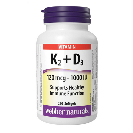 webber naturals Vitamin K2+D3 120 mcg / 1000 IU - 220 softgels - canavitam