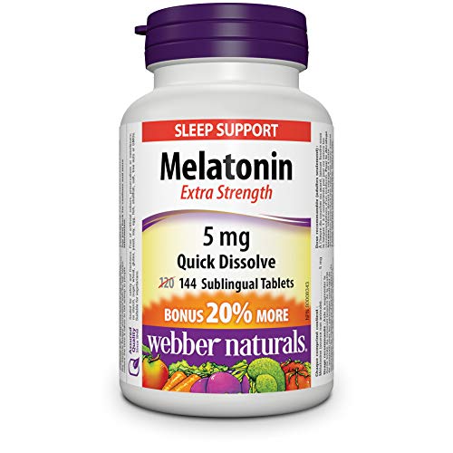 Webber Naturals Melatonin 5 mg Extra Strength, 60 Quick Dissolve Tablets, For Sleep Support, Vegetarian - canavitam