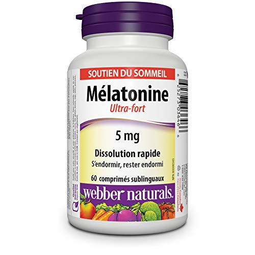 Webber Naturals Melatonin 5 mg Extra Strength, 60 Quick Dissolve Tablets, For Sleep Support, Vegetarian - canavitam