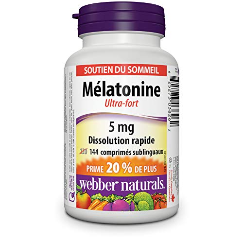 Webber Naturals Melatonin 5 mg Extra Strength, 60 Quick Dissolve Tablets, For Sleep Support, Vegetarian - canavitam