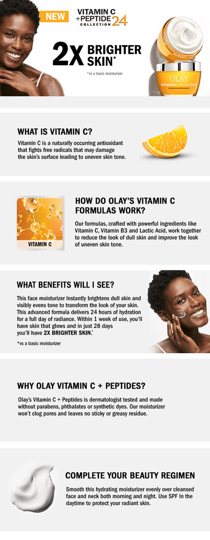 Olay Regenerist Vitamin C + Peptide 24 Face Moisturizer-  2 x 50 mL - canavitam