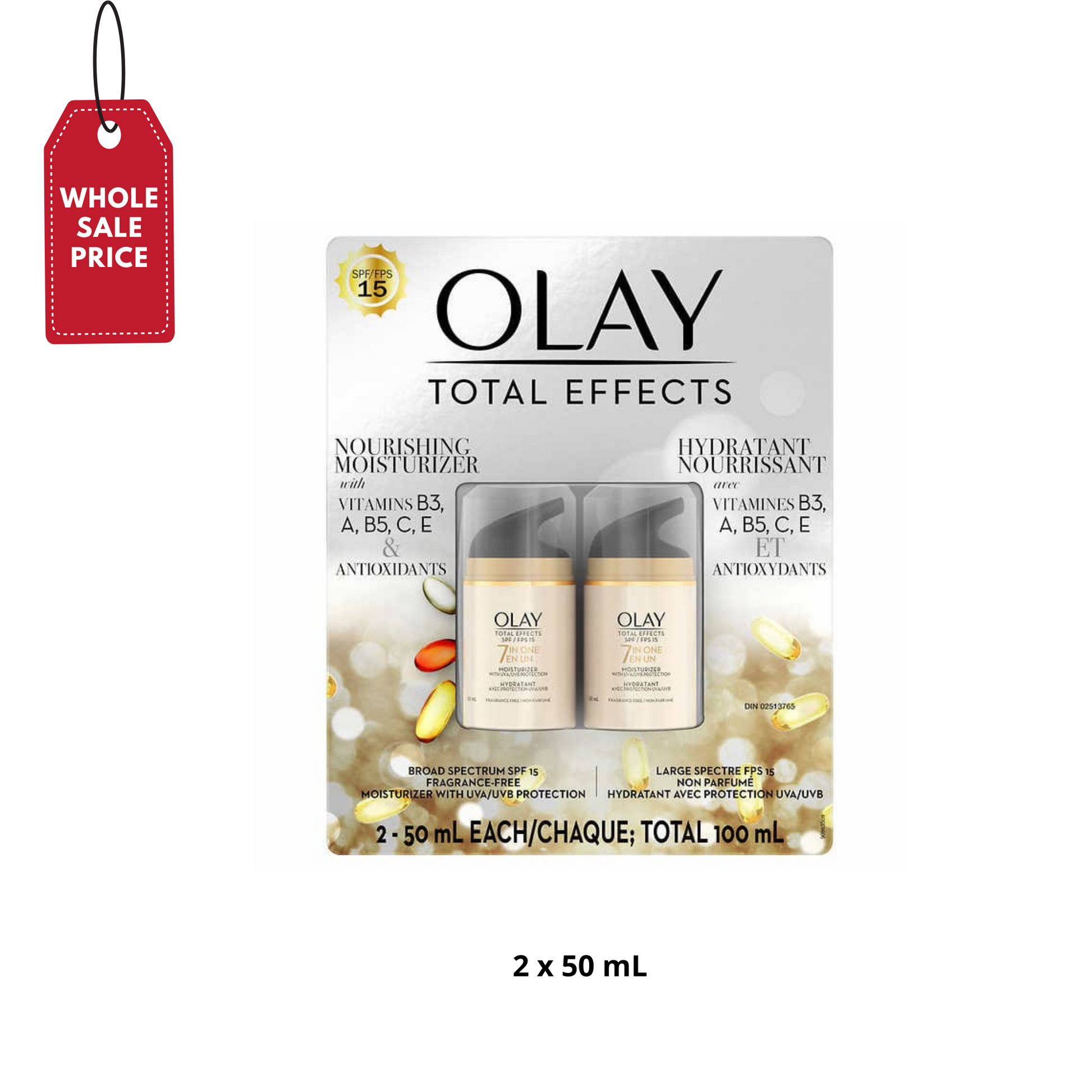 Olay Total Effects Face Moisturizer SPF 15 - 7 in one 2 x 50 mL - canavitam