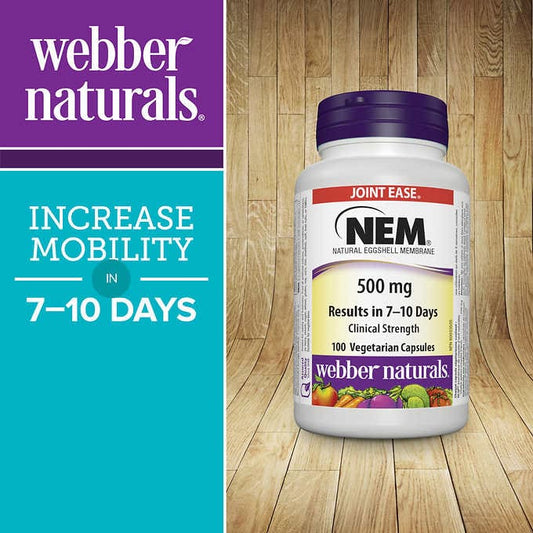 webber naturals NEM Natural Eggshell Membrane 500 mg Vegetarian Capsules, 100-count - canavitam