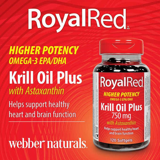 webber naturals 750 mg Royal Red Krill Oil Plus with Astaxanthin, 120-count - canavitam