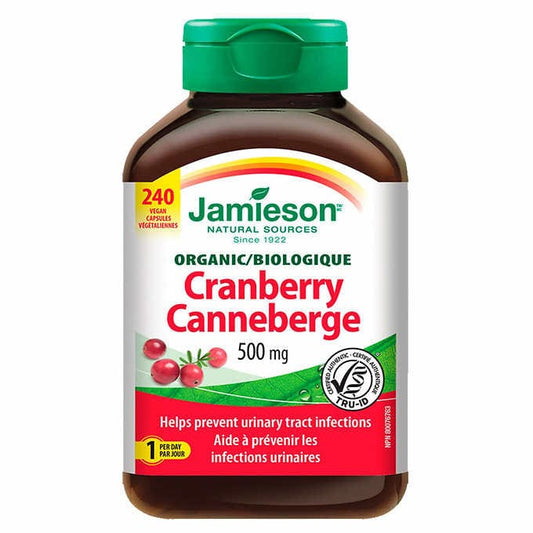 Jamieson Organic Cranberry 500mg - 240 Vegan Capsules - canavitam