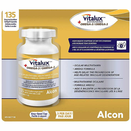 Vitalux Advanced AREDS2 Multivitamin + Omega-3, 135 Softgel Capsules - canavitam
