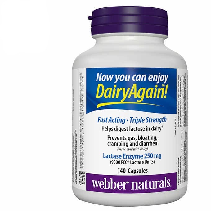 webber naturals Lactase Enzyme Extra Strength 140 Capsules - canavitam
