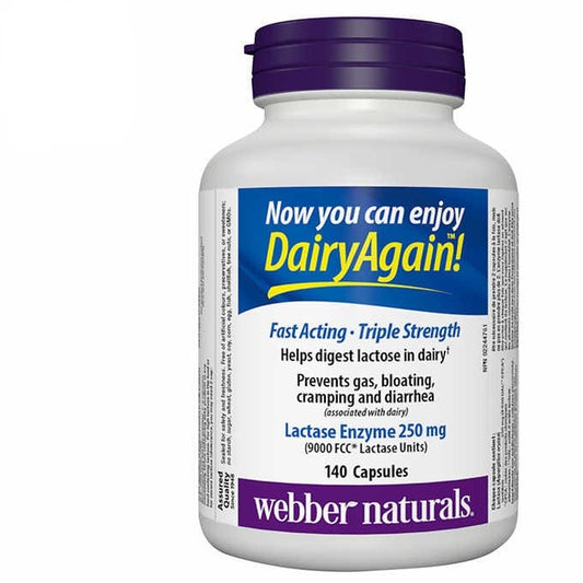 webber naturals Lactase Enzyme Extra Strength 140 Capsules - canavitam