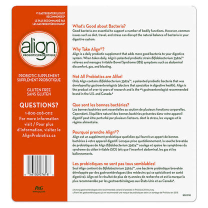 Relieves  the symptoms of Irritable Bowel Syndrome Align Probiotic, 63 Capsules - canavitam