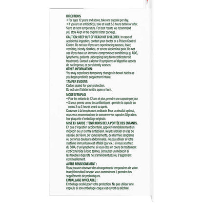 Relieves  the symptoms of Irritable Bowel Syndrome Align Probiotic, 63 Capsules - canavitam