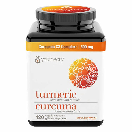 youtheory Turmeric Extra Strength 500 mg - 120 Veggie Capsules - canavitam