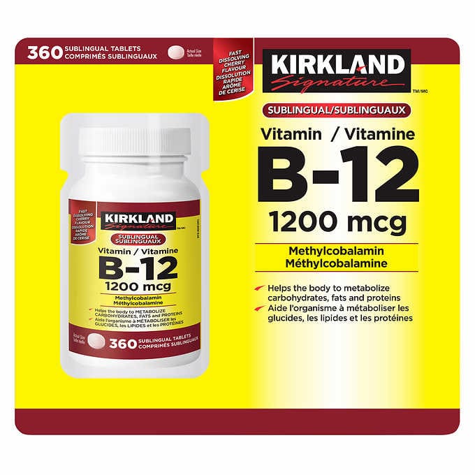 Kirkland Signature Vitamin B12, 360 Tablets - canavitam
