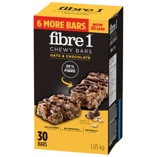 Fibre 1 Chewy Bars Oats & Chocolate, 30 × 35 g - canavitam