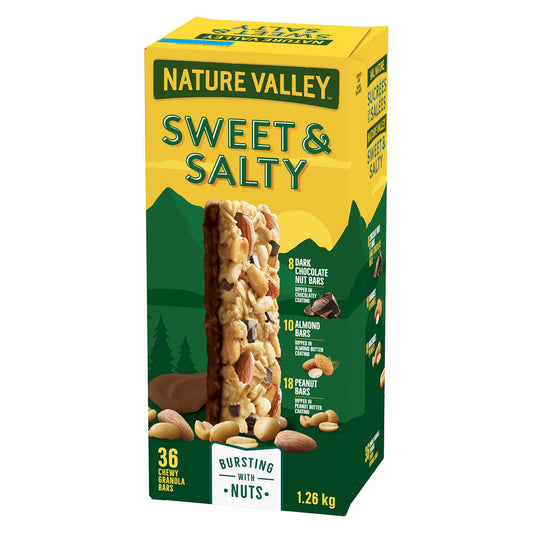 Nature Valley Bars, Sweet & Salty Granola, Variety Pack 35 g (1.2 oz), 36-count - canavitam