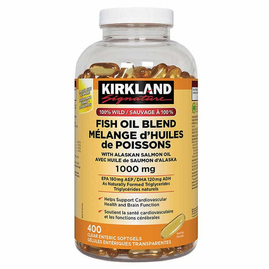Kirkland Signature 100% Wild Fish Oil Blend, 400 Softgels - canavitam