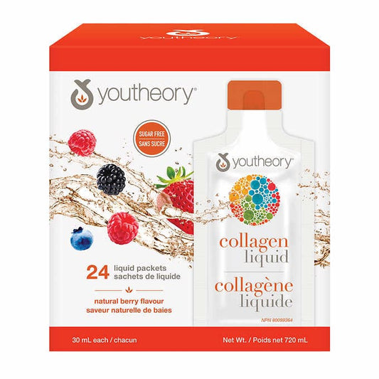 Youtheory Collagen fruit Liquid Natural berry flavour 5,000 mg of collagen – 24 packets - canavitam