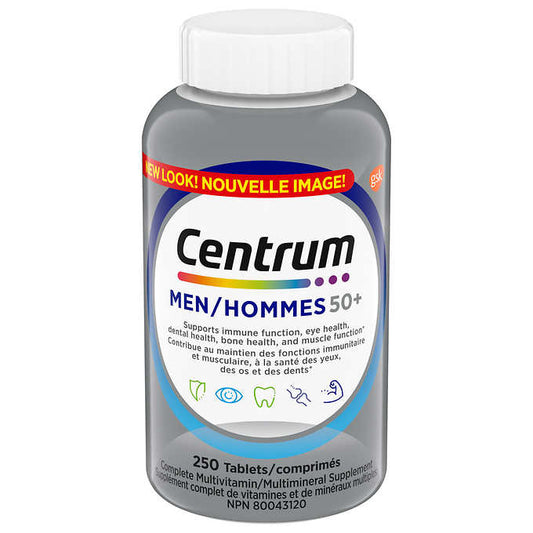 Centrum Complete Multivitamin and Mineral Supplement for Men 50+, 250 Tablets silver - canavitam