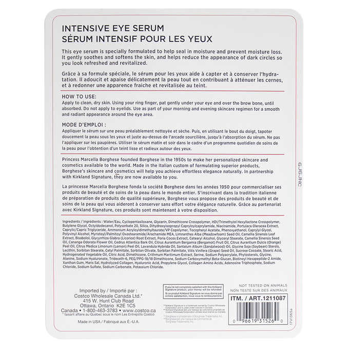 Kirkland Signature Borghese Eye Serum  2 x 15 ml - canavitam